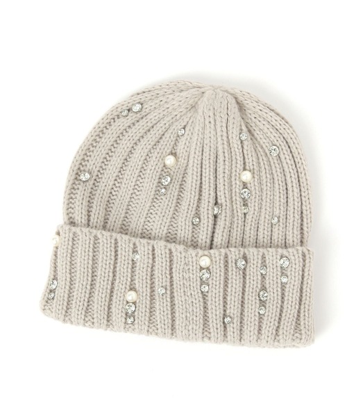 niko and...(ニコアンド)の「オリジナルビジュー付きニットワッチ(ニットキャップ/ビーニー・レディース・ライトブルー/ブラック/ライトグレー・FREE)」の3枚目の写真