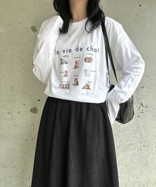 merrylatte(メリーラテ)の「CATデザインロングTシャツ(Tシャツ/カットソー・レディース・ネイビー/レッド・MEDIUM/LARGE)」の14枚目の写真