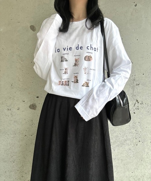 merrylatte(メリーラテ)の「CATデザインロングTシャツ(Tシャツ/カットソー・レディース・ネイビー/レッド・MEDIUM/LARGE)」の15枚目の写真