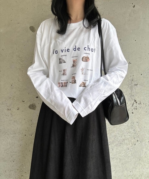 merrylatte(メリーラテ)の「CATデザインロングTシャツ(Tシャツ/カットソー・レディース・ネイビー/レッド・MEDIUM/LARGE)」の16枚目の写真