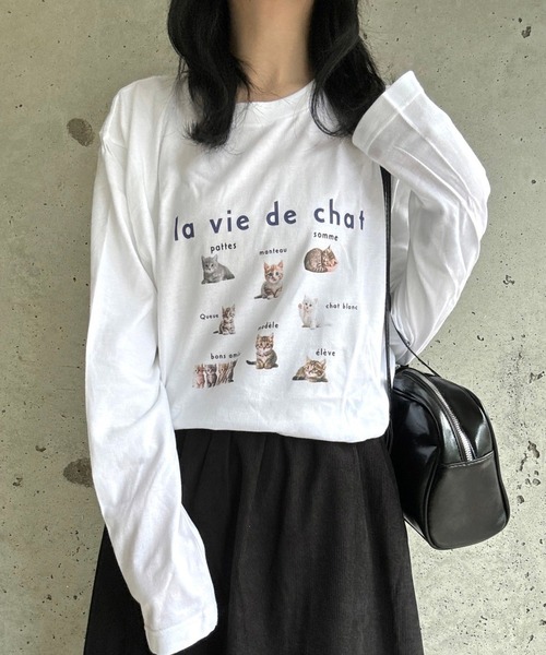 merrylatte(メリーラテ)の「CATデザインロングTシャツ(Tシャツ/カットソー・レディース・ネイビー/レッド・MEDIUM/LARGE)」の17枚目の写真