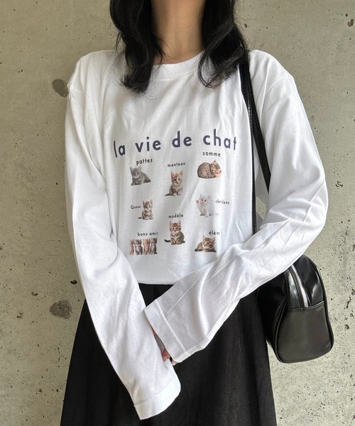 merrylatte(メリーラテ)の「CATデザインロングTシャツ(Tシャツ/カットソー・レディース・ネイビー/レッド・MEDIUM/LARGE)」の18枚目の写真