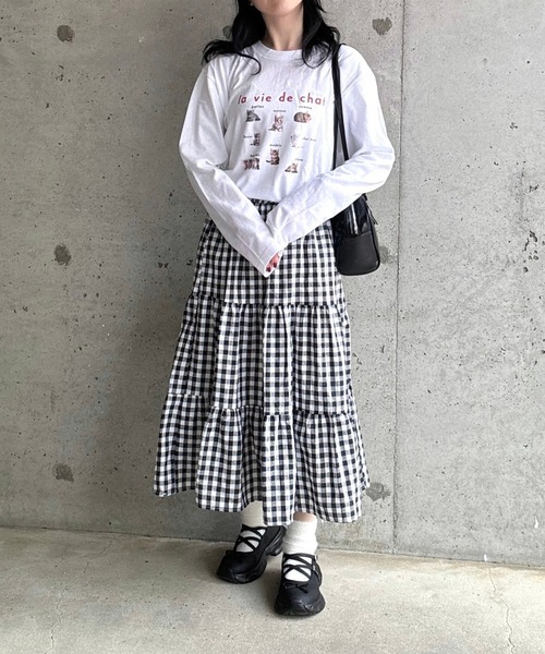 merrylatte(メリーラテ)の「CATデザインロングTシャツ(Tシャツ/カットソー・レディース・ネイビー/レッド・MEDIUM/LARGE)」の20枚目の写真