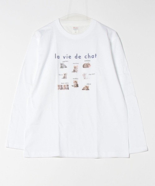 merrylatte(メリーラテ)の「CATデザインロングTシャツ(Tシャツ/カットソー・レディース・ネイビー/レッド・MEDIUM/LARGE)」の4枚目の写真