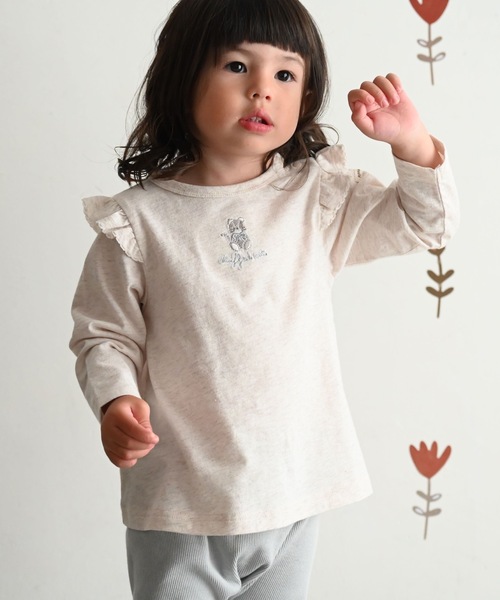 PUPPAPUPO(プッパプーポ)の「肩フリル 長袖 Tシャツ(Tシャツ/カットソー・キッズ・ベージュ/ホワイト系その他/ホワイト系その他2/アイボリー/ピンク系その他/ベビーピンク/オートミール/ホワイト系その他5/ホワイト系その他4/ホワイト系その他3・130/120/110/100/90/80)」の8枚目の写真