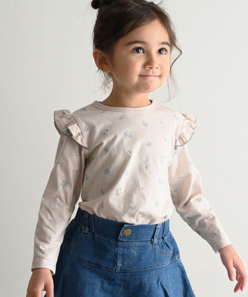PUPPAPUPO(プッパプーポ)の「肩フリル 長袖 Tシャツ(Tシャツ/カットソー・キッズ・ベージュ/ホワイト系その他/ホワイト系その他2/アイボリー/ピンク系その他/ベビーピンク/オートミール/ホワイト系その他5/ホワイト系その他4/ホワイト系その他3・130/120/110/100/90/80)」の10枚目の写真