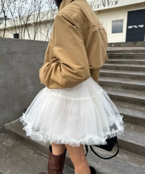 gossip!ロサンゼルス(ゴシップロサンゼルス)の「Y2K チュールミニスカート カジュアル&ヴィンテージ風 日常&シンプル(スカート・レディース・ホワイト/ブラック・FREE)」の14枚目の写真