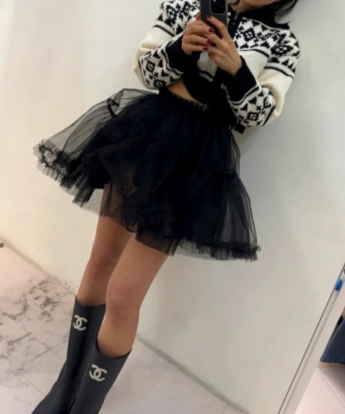 gossip!ロサンゼルス(ゴシップロサンゼルス)の「Y2K チュールミニスカート カジュアル&ヴィンテージ風 日常&シンプル(スカート・レディース・ホワイト/ブラック・FREE)」の18枚目の写真