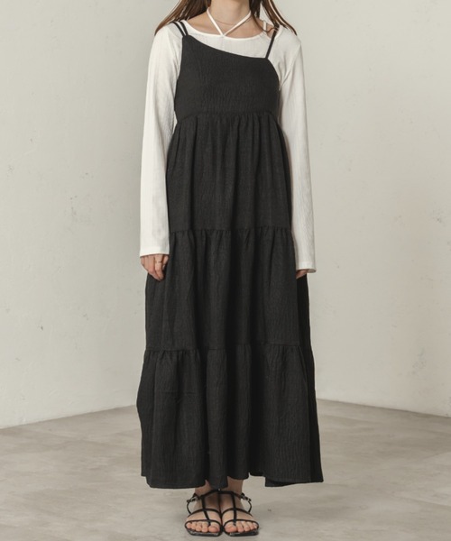 セール】アシメティアードロングキャミワンピース（ワンピース