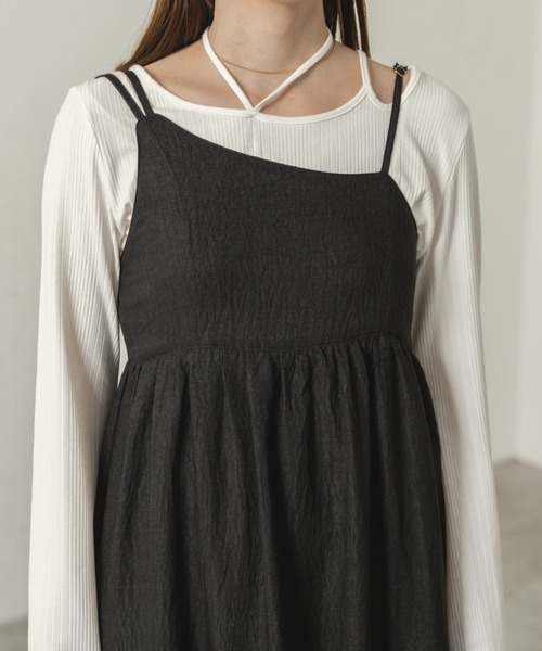 raffime（ラフィミー）の「アシメティアードロングキャミワンピース（ワンピース・レディース・アイボリー/ブラック/ライトブラウン/ブラック系その他・フリー）」の5枚目の写真