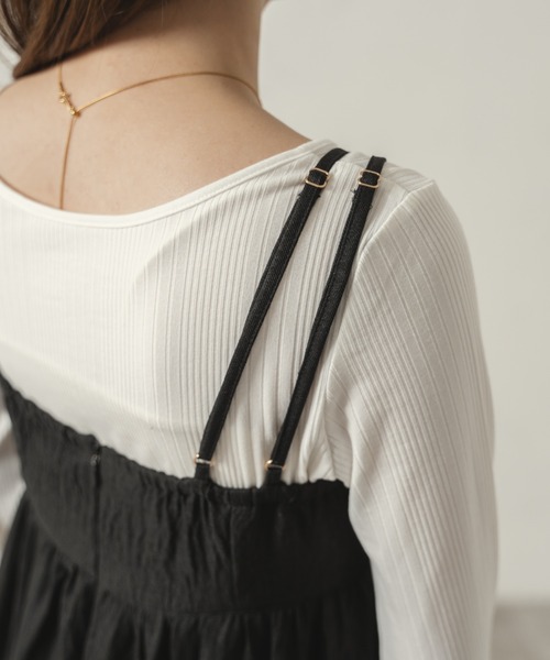 raffime（ラフィミー）の「アシメティアードロングキャミワンピース（ワンピース・レディース・アイボリー/ブラック/ライトブラウン/ブラック系その他・フリー）」の6枚目の写真