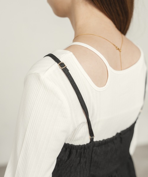 raffime（ラフィミー）の「アシメティアードロングキャミワンピース（ワンピース・レディース・アイボリー/ブラック/ライトブラウン/ブラック系その他・フリー）」の7枚目の写真