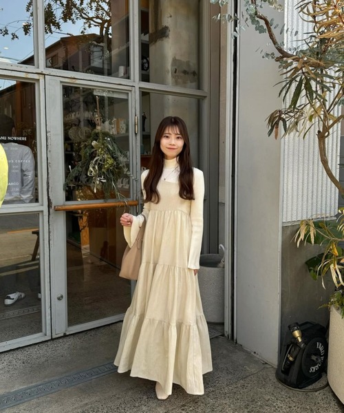 raffime（ラフィミー）の「アシメティアードロングキャミワンピース（ワンピース・レディース・アイボリー/ブラック/ライトブラウン/ブラック系その他・フリー）」の14枚目の写真