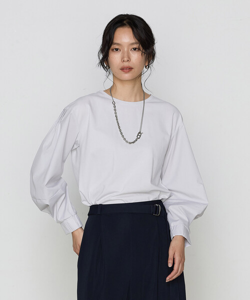 Gabardine K.T（ギャバジンケーティー）の「ポンチ 袖パフカットソー（Tシャツ/カットソー・レディース・ブラック・9号/11号）」の2枚目の写真