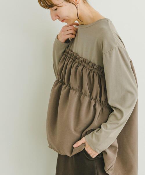 ITEMS URBANRESEARCH（アイテムズ アーバンリサーチ）の「ドッキングロングTシャツ（Tシャツ/カットソー・レディース・モカ/ホワイト/チャコールグレー・FREE）」の3枚目の写真