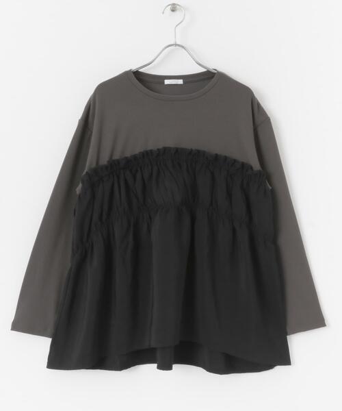 ITEMS URBANRESEARCH（アイテムズ アーバンリサーチ）の「ドッキングロングTシャツ（Tシャツ/カットソー・レディース・モカ/ホワイト/チャコールグレー・FREE）」の10枚目の写真