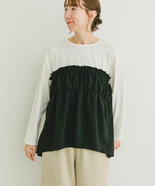 ITEMS URBANRESEARCH（アイテムズ アーバンリサーチ）の「ドッキングロングTシャツ（Tシャツ/カットソー・レディース・モカ/ホワイト/チャコールグレー・FREE）」の12枚目の写真