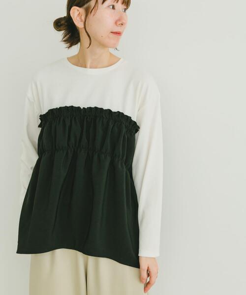 ITEMS URBANRESEARCH（アイテムズ アーバンリサーチ）の「ドッキングロングTシャツ（Tシャツ/カットソー・レディース・モカ/ホワイト/チャコールグレー・FREE）」の13枚目の写真