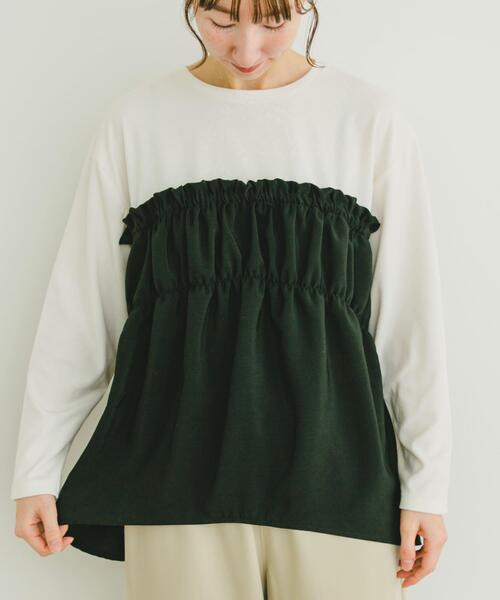 ITEMS URBANRESEARCH（アイテムズ アーバンリサーチ）の「ドッキングロングTシャツ（Tシャツ/カットソー・レディース・モカ/ホワイト/チャコールグレー・FREE）」の14枚目の写真