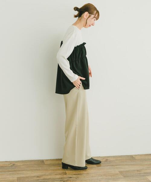 ITEMS URBANRESEARCH（アイテムズ アーバンリサーチ）の「ドッキングロングTシャツ（Tシャツ/カットソー・レディース・モカ/ホワイト/チャコールグレー・FREE）」の19枚目の写真