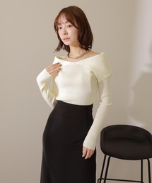 off shoulder lib knit pullover /オフショルダー リブ ニット プルオーバー