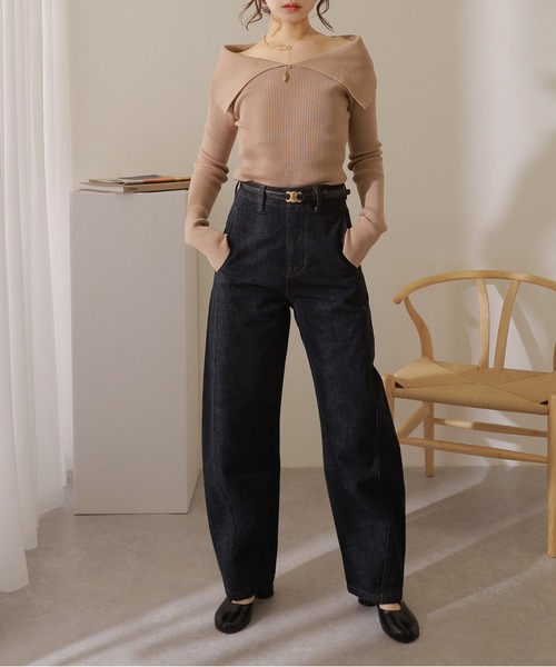LAULEN(ローレン)の「off shoulder lib knit pullover /オフショルダー リブ ニット プルオーバー(ニット/セーター・レディース・アイボリー/ブラック/ベージュ・FREE)」の5枚目の写真