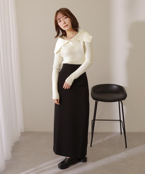 LAULEN(ローレン)の「off shoulder lib knit pullover /オフショルダー リブ ニット プルオーバー(ニット/セーター・レディース・アイボリー/ブラック/ベージュ・FREE)」の8枚目の写真