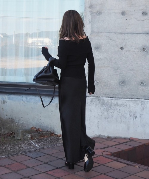 off shoulder lib knit pullover /オフショルダー リブ ニット プル