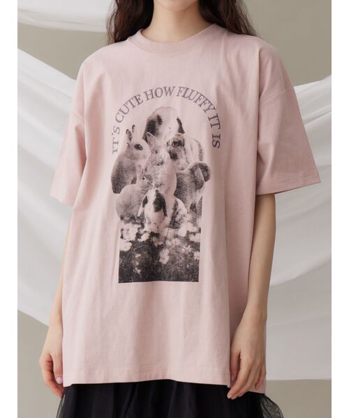 merry jenny（メリージェニー）の「fluffy rabbit tee / フラッフィーtee（Tシャツ/カットソー・レディース・オフホワイト/ベージュ/ピンク・FREE）」の3枚目の写真