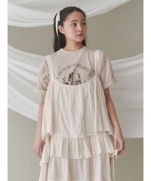 merry jenny（メリージェニー）の「fluffy rabbit tee / フラッフィーtee（Tシャツ/カットソー・レディース・オフホワイト/ベージュ/ピンク・FREE）」の14枚目の写真