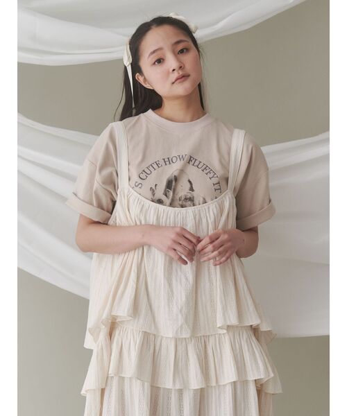 merry jenny（メリージェニー）の「fluffy rabbit tee / フラッフィーtee（Tシャツ/カットソー・レディース・オフホワイト/ベージュ/ピンク・FREE）」の15枚目の写真