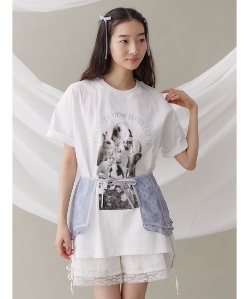 merry jenny（メリージェニー）の「fluffy rabbit tee / フラッフィーtee（Tシャツ/カットソー・レディース・オフホワイト/ベージュ/ピンク・FREE）」の19枚目の写真