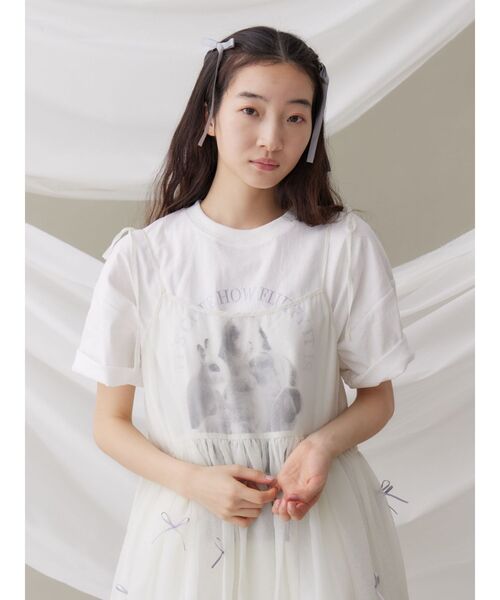 merry jenny（メリージェニー）の「fluffy rabbit tee / フラッフィーtee（Tシャツ/カットソー・レディース・オフホワイト/ベージュ/ピンク・FREE）」の22枚目の写真