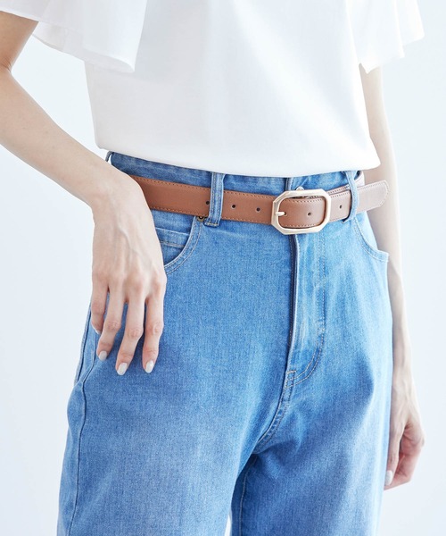 ROPE' PICNIC（ロペピクニック）の「28mmスクエアバックルステッチベルト（ベルト・レディース・ブラック/ブラウン/ベージュ系その他・FREE）」の2枚目の写真