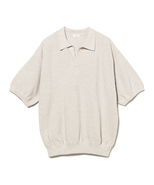 crepuscule（クレプスキュール）の「crepuscule / Moss Stitch Polo（ポロシャツ・メンズ・オフホワイト/チャコールグレー・L/XL/M）」の6枚目の写真