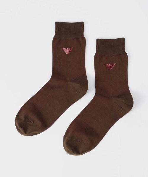 EMPORIO ARMANI（エンポリオアルマーニ）の「EMPORIO ARMANI レディース ワンポイント クルーソックス 03440104（ソックス/靴下・レディース・サンドベージュ/オフホワイト/サックスブルー/ブラック/ブラウン/ダークグレー・23-25cm）」の5枚目の写真