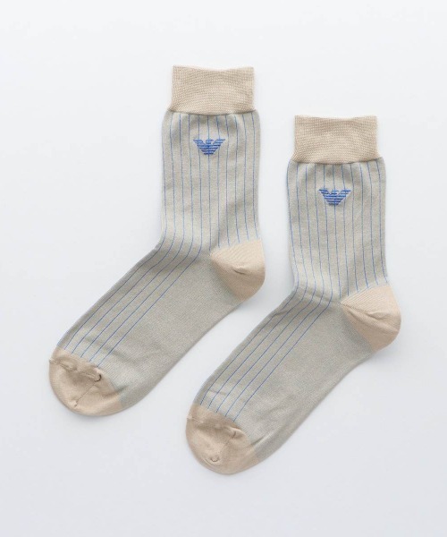 EMPORIO ARMANI（エンポリオアルマーニ）の「EMPORIO ARMANI レディース ワンポイント クルーソックス 03440104（ソックス/靴下・レディース・サンドベージュ/オフホワイト/サックスブルー/ブラック/ブラウン/ダークグレー・23-25cm）」の6枚目の写真