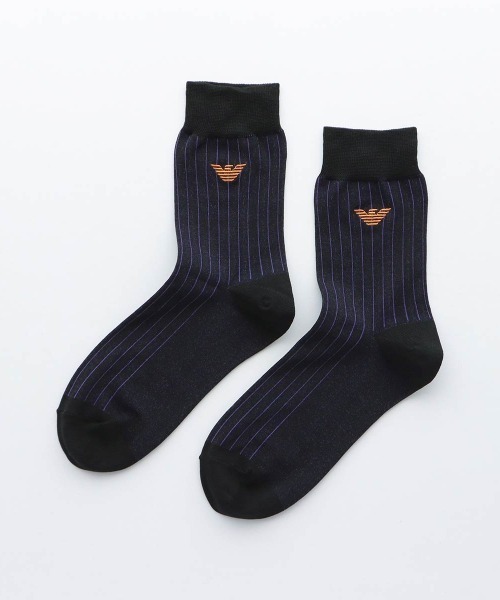 EMPORIO ARMANI（エンポリオアルマーニ）の「EMPORIO ARMANI レディース ワンポイント クルーソックス 03440104（ソックス/靴下・レディース・サンドベージュ/オフホワイト/サックスブルー/ブラック/ブラウン/ダークグレー・23-25cm）」の3枚目の写真