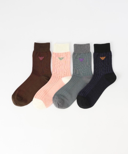 EMPORIO ARMANI（エンポリオアルマーニ）の「EMPORIO ARMANI レディース ワンポイント クルーソックス 03440104（ソックス/靴下・レディース・サンドベージュ/オフホワイト/サックスブルー/ブラック/ブラウン/ダークグレー・23-25cm）」の7枚目の写真