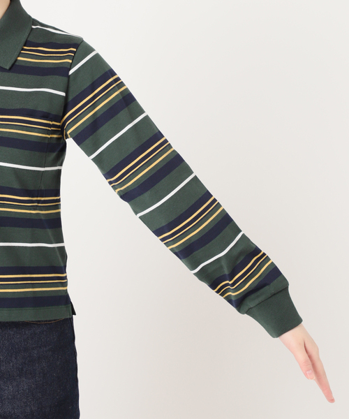 最終値下アンスクリアINSCRIREストライプ ポロシャツショート丈 17日23時まで値下アンスクリアINSCRIREストライプ ポロシャツ