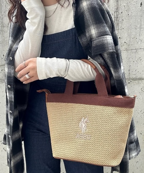 U.S. POLO ASSN.（ユーエスポロアッスン）の「【U.S. POLO ASSN.】 ユーエスポロアッスン　バカンス　トートバッグ　USPA-2702（トートバッグ・レディース・ブラウン/ホワイト/ブラック・FREE）」の3枚目の写真