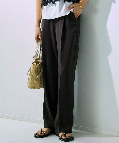 今期 【接触冷感/UVカット/吸水速乾】ストレッチジョーゼット ワイド パンツ 接触冷感/UVカット/吸水速乾】ストレッチジョーゼット ワイド パンツ