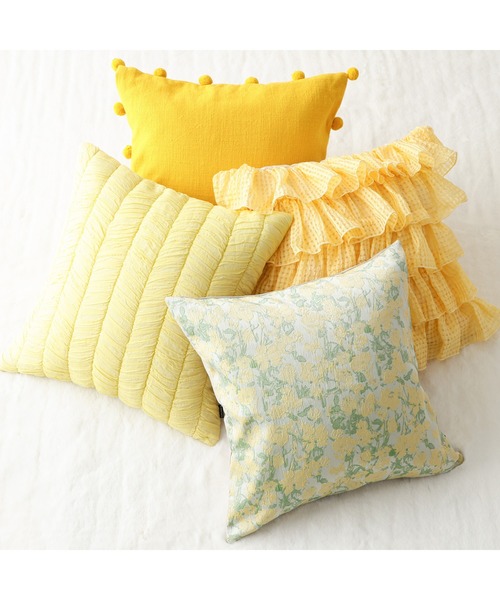 ヴィンテージ フランス 手縫いブティ クッションカバー ハンドメイド イエロー ヴィンテージ フランス 手縫いブティ クッションカバー ハンドメイド