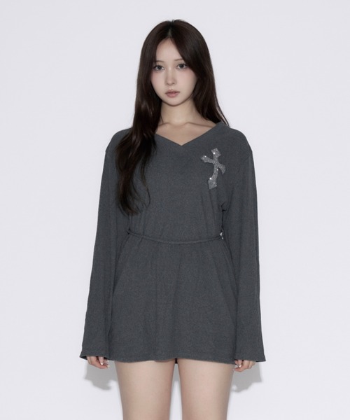 Cross Vneck Mini Dress / クロスVネックミニワンピース（ワンピース
