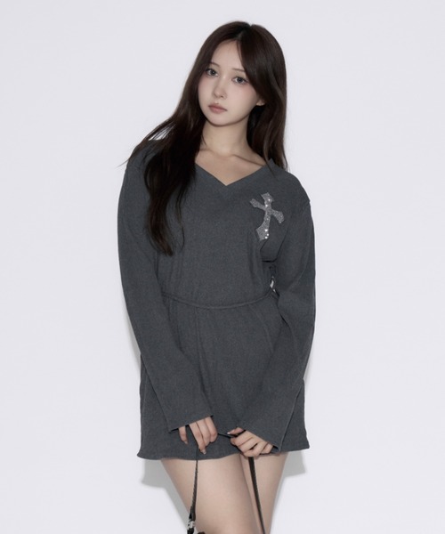 Cross Vneck Mini Dress / クロスVネックミニワンピース（ワンピース
