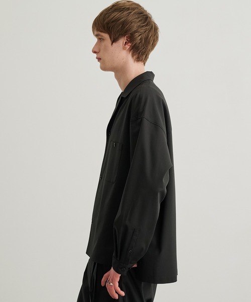★超高級　極美品◎パブリックトウキョウ　バンドカラーシャツ　ブラック PUBLIC TOKYO（パブリックトウキョウ）の「ステッチバンドカラー