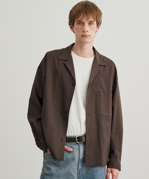 PUBLIC TOKYO（パブリックトウキョウ）の「スムージーリラックスオープンカラーシャツ（シャツ/ブラウス・メンズ・ダークグレー/ブラック/ベージュ/ダークブラウン・1/2）」の5枚目の写真