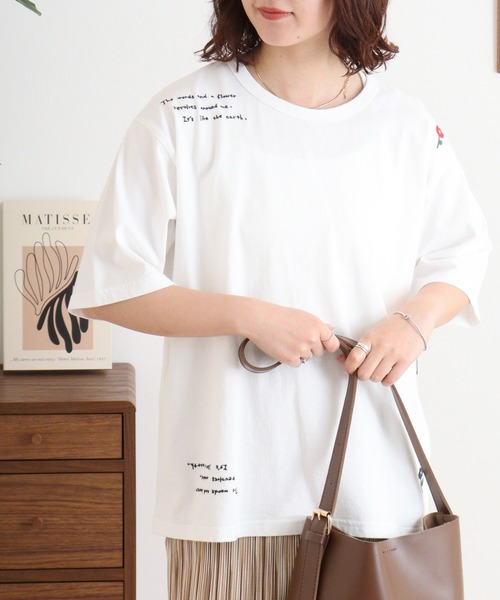 Emago（イマゴ）の「EMAGO くるくる刺繍Ｔ（Tシャツ/カットソー・レディース・ホワイト/イエロー/ブルー・FREE）」の5枚目の写真