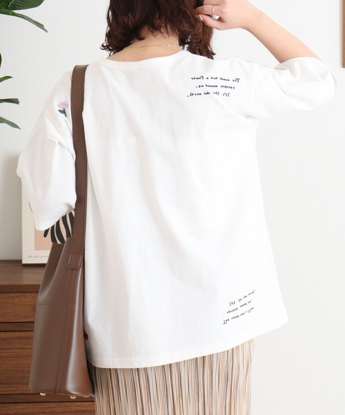 Emago（イマゴ）の「EMAGO くるくる刺繍Ｔ（Tシャツ/カットソー・レディース・ホワイト/イエロー/ブルー・FREE）」の6枚目の写真