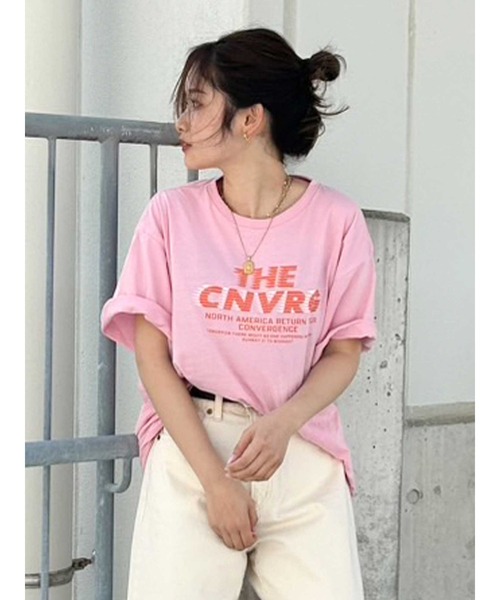 Ungrid（アングリッド）の「ツアーロゴルーズTee（Tシャツ/カットソー・レディース・オレンジ/ピンク/オフホワイト/チャコールグレー・FREE）」の3枚目の写真